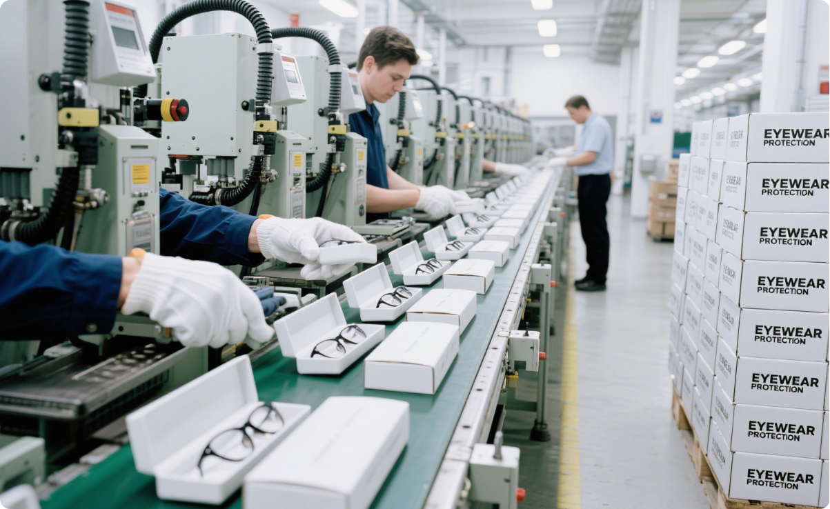 Eyewear box machine manufacturing process