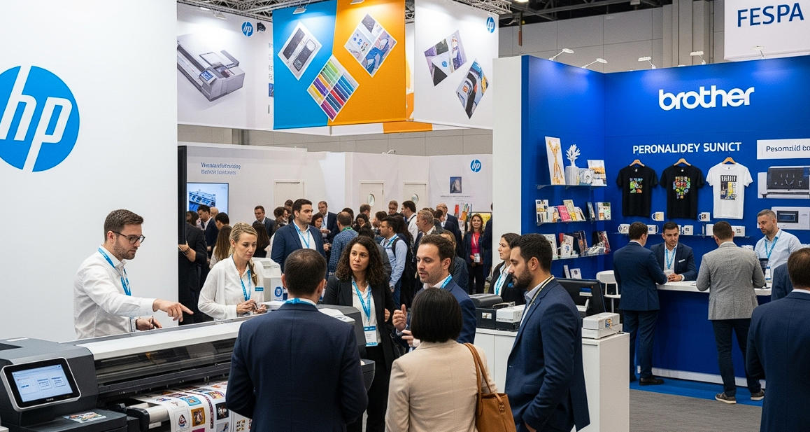 HP Brother FESPA demonstrations live testing equipment