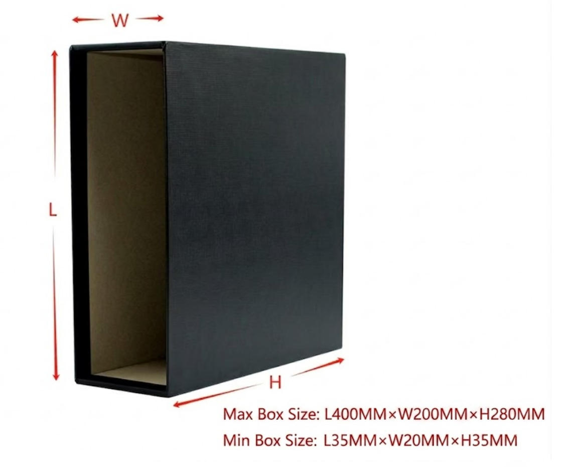 Drawer box molding machine supported box size range