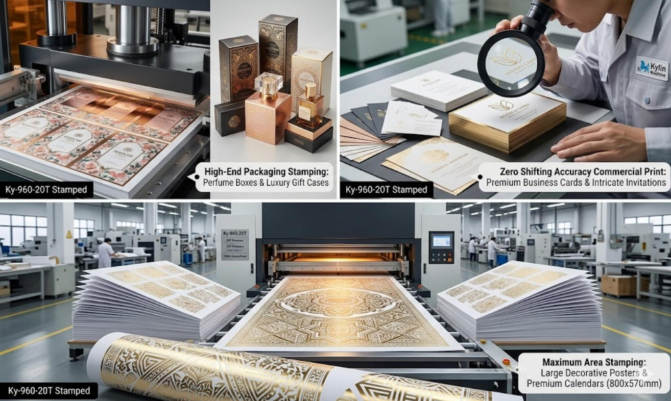 Foil stamped packaging applications produced on the KY-960-20T