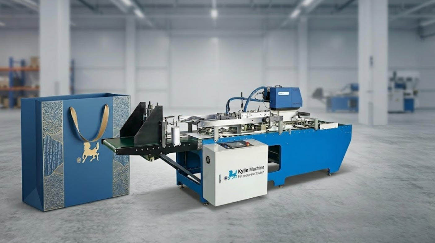 Máquina Cerradora de Fondos de Bolsas de Papel con sistema integrado de pegamento hot melt – Kylin Machines