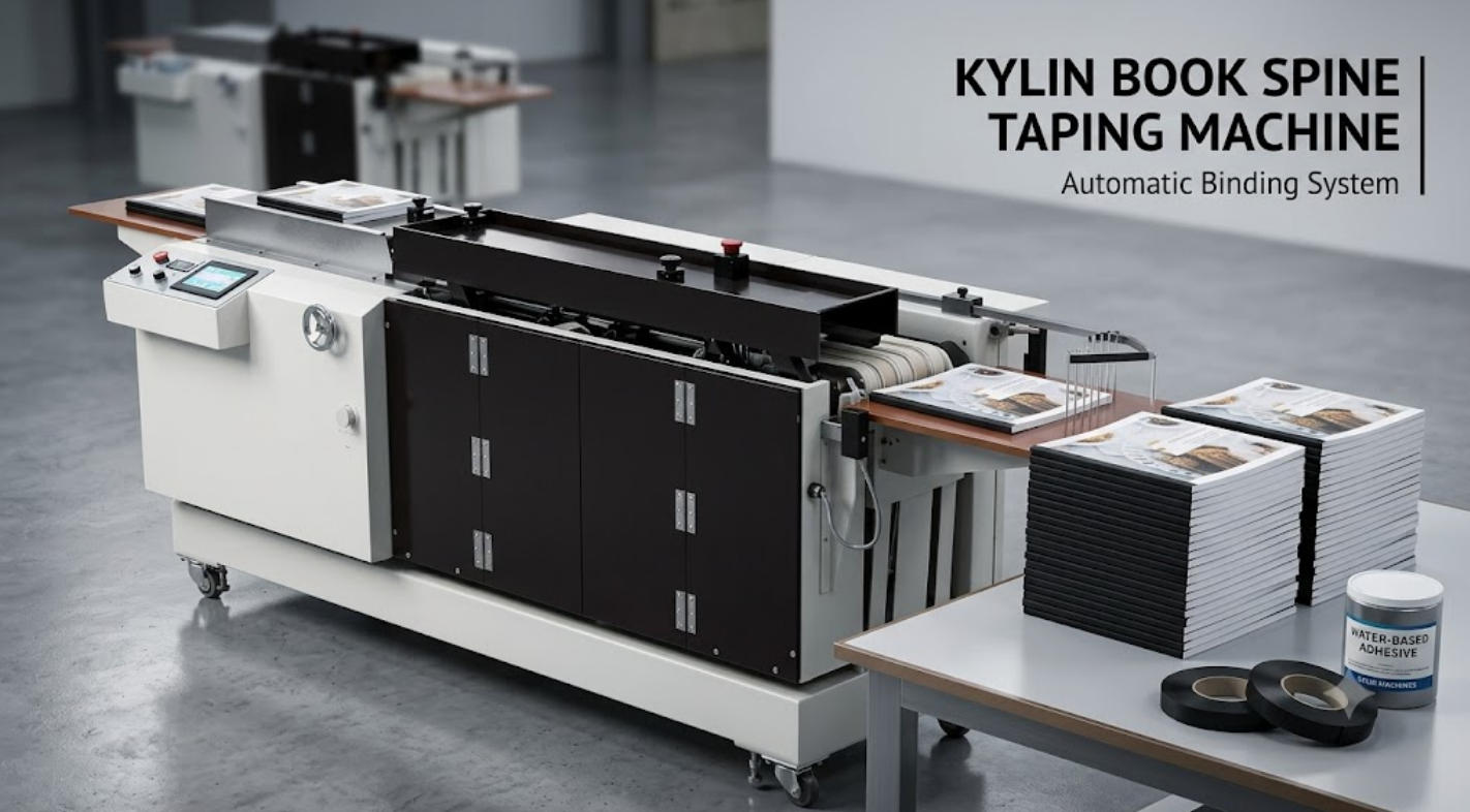 Máquina Encintadora de Lomo de Libros KY-350 — Equipos de post-impresión industrial Kylin Machines