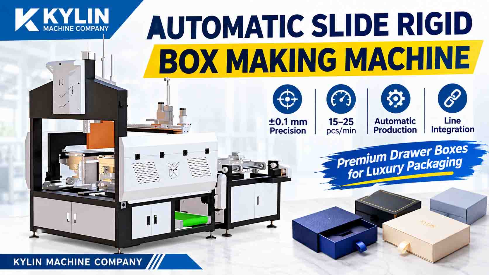 Kylin automatic slide rigid box making machine for drawer-style rigid packaging